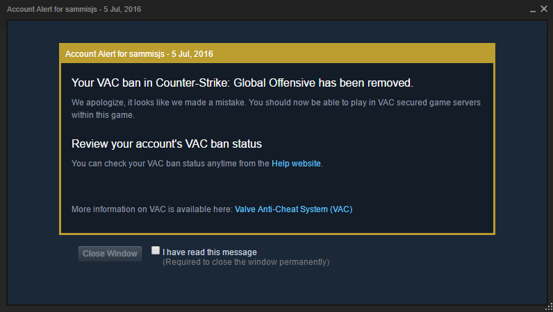Valve Anti-Cheat (VAC): Another proof that false positive bans are real