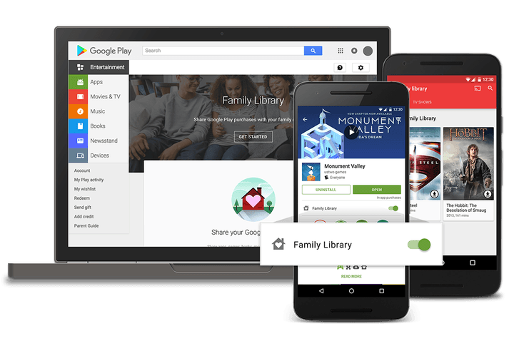 New Family Library lets you share purchased Google Play content with up to 6 people